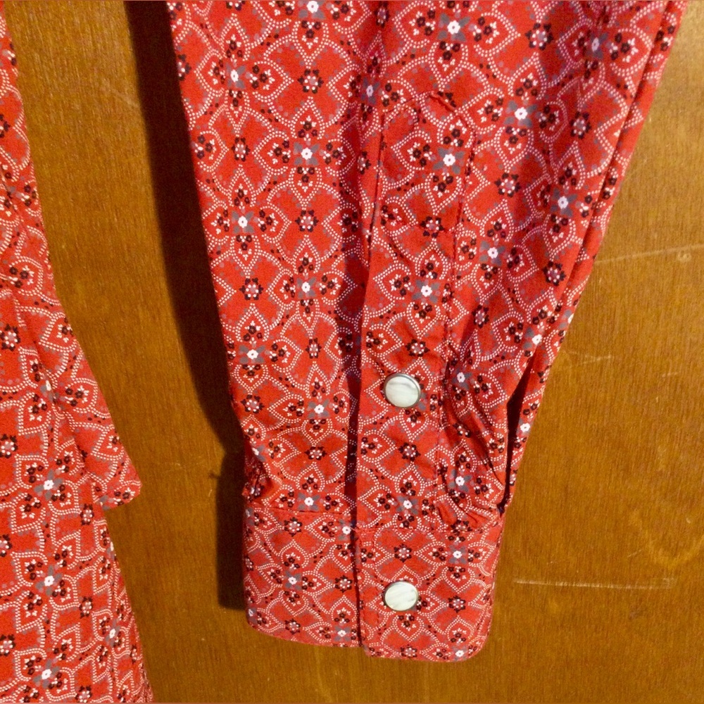 Panhandle Shirt Womens Large Red Western Pearl Snap Long Sleeve Bandana Print - Picture 4 of 4